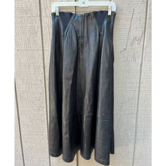 Vintage Black Long Leather Bagatelle Witch Skirt - Size 6 - SEE PHOTOS - Picture 2 of 11